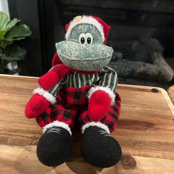 VTG Ganz Stuffed Santa Plush Shelf Sitting Frog with Sound - Picture 3 of 5